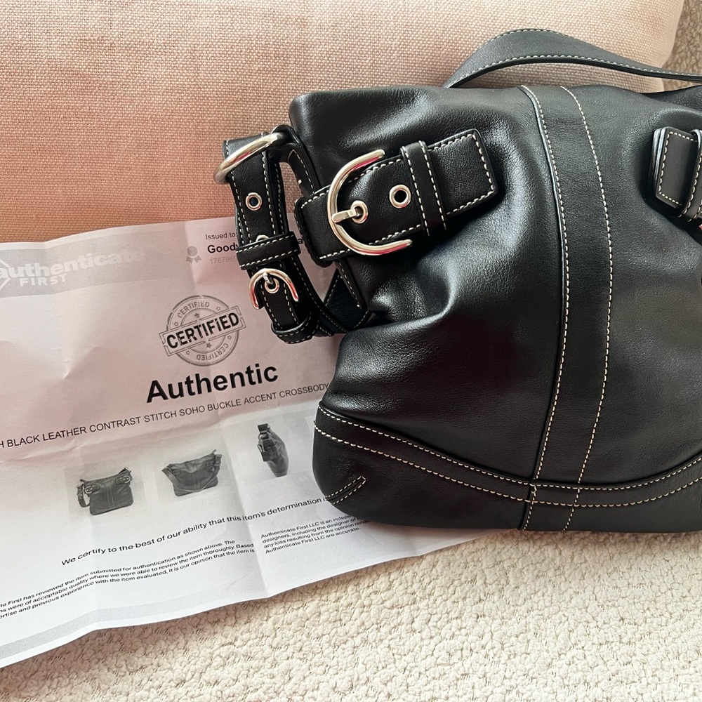 Coach Black Leather Soho Slim Duffle Shoulder/Crossbody Bag with Buckle Details - Picture 9 of 10